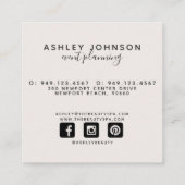 モダン赤面ピンク水色フローラフェミニン スクエア名刺 (裏面)