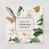 モダン赤面ピンク水色フローラフェミニン スクエア名刺 (正面)