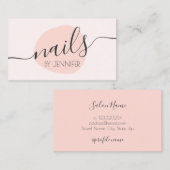 モダン赤面ピンク爪、 ネイル 名刺 (正面/裏面)