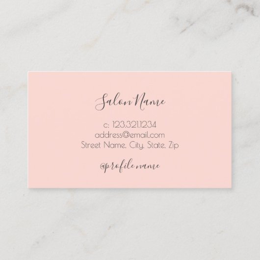 モダン赤面ピンク爪、 ネイル 名刺 (裏面)