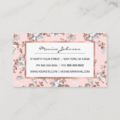 モダン赤面ピンク白バラ金ゴールドグリッターフローラ 紹介カード (裏面)