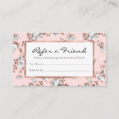 モダン赤面ピンク白バラ金ゴールドグリッターフローラ 紹介カード (正面)