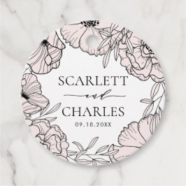 モダン赤面ピンク結婚の花 フェイバータグ