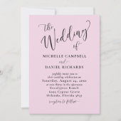 モダン赤面ピンク結婚ザ・オブ 招待状 (正面)