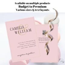 モダン赤面ピンク結婚式招待状