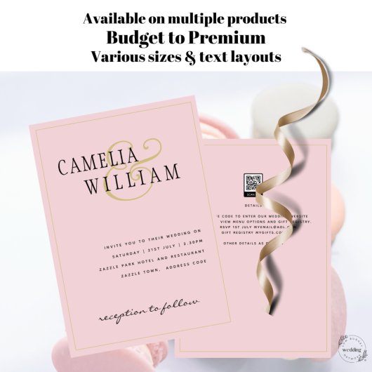 モダン赤面ピンク結婚式招待状 招待状