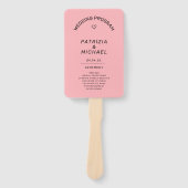 モダン赤面ピンク結婚式 プログラム ハンドファン (正面)