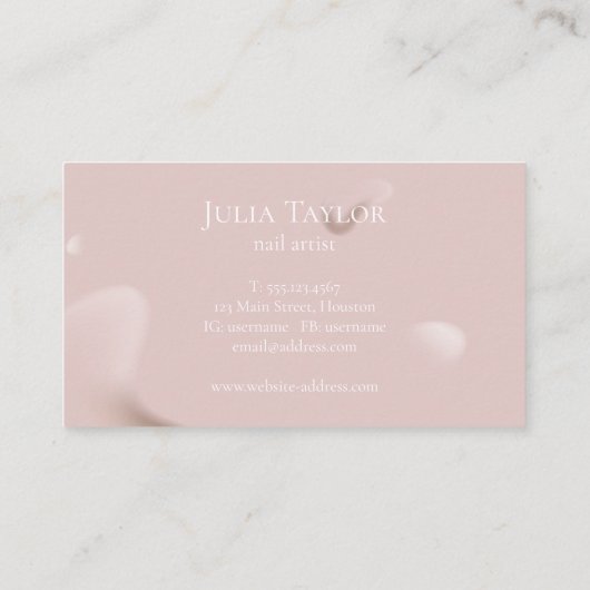 モダン赤面ピンク美しいサロンネイルアーティスト 名刺 (裏面)