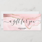 モダン赤面ピンク証明書ギフトカード追加ロゴ (正面)