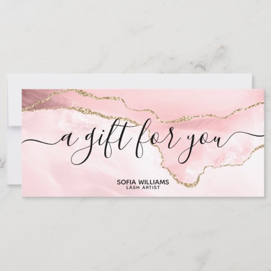 モダン赤面ピンク証明書ギフトカード追加ロゴ (正面)