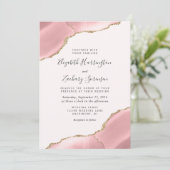 モダン赤面ピンク金ゴールドアガートコーナ結婚ーズ 招待状 (スタンド正面)