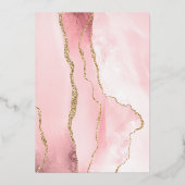 モダン赤面ピンク金ゴールドアガートダーク結婚ズ 箔招待状 (裏面)