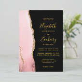 モダン赤面ピンク金ゴールドアガートダーク結婚ズ 箔招待状 (立ち正面)