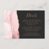 モダン赤面ピンク金ゴールドアガートダーク結婚詳細 エンクロージャーカード (正面)