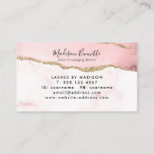 モダン赤面ピンク金ゴールドグリッターアゲートモノグラム 名刺 (裏面)