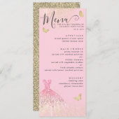 モダン赤面ピンク金ゴールドグリッターガウンキンセアニェラ 招待状 (正面/裏面)