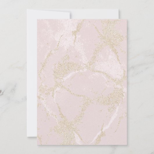 モダン赤面ピンク金ゴールドグリッターマーブルスウィート16 招待状 (裏面)