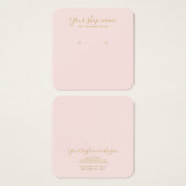 モダン赤面ピンク金ゴールドスタッドイヤリング表示正方形 (正面&裏面)