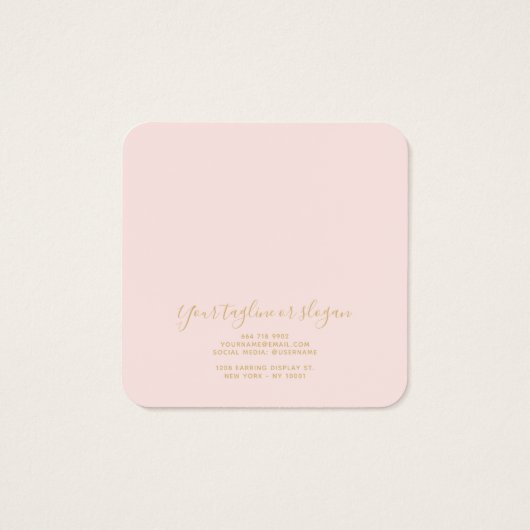 モダン赤面ピンク金ゴールドスタッドイヤリング表示正方形 (裏面)