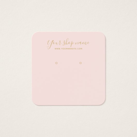 モダン赤面ピンク金ゴールドスタッドイヤリング表示正方形 (正面)