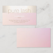 モダン赤面ピンク金ゴールドストライプまつ毛エクステンション 名刺 (正面/裏面)