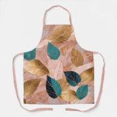 モダン赤面ピンク金ゴールドボホ葉コレクション エプロン (正面)
