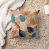 モダン赤面ピンク金ゴールドボホ葉コレクション クッション (ブランケット)