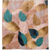 モダン赤面ピンク金ゴールドボホ葉コレクション シャワーカーテン (正面)