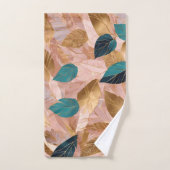 モダン赤面ピンク金ゴールドボホ葉コレクション バスタオルセット (ハンドタオル)