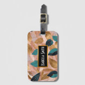 モダン赤面ピンク金ゴールドボホ葉コレクション ラゲッジタグ (正面縦)