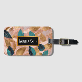 モダン赤面ピンク金ゴールドボホ葉コレクション ラゲッジタグ