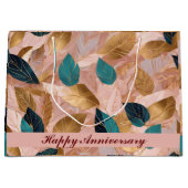 モダン赤面ピンク金ゴールドボホ葉コレクション ラージペーパーバッグ (正面)