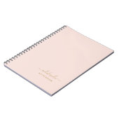 モダン赤面ピンク金ゴールドモノグラムスクリプト名シンプル ノートブック (左側)
