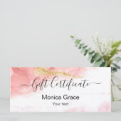 モダン赤面ピンク金ゴールド瑪瑙ギフトカード (スタンド正面)