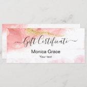 モダン赤面ピンク金ゴールド瑪瑙ギフトカード (正面/裏面)