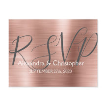 モダン赤面ピンク – バラ金ゴールドRSVP応答