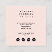 モダン赤面ピンクQRコードソーシャルメディアのアイコン スクエア名刺 (裏面)