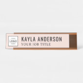 モダン赤面ピンパーソナライズされたクビジネスロゴ デスクネームプレート (正面)