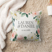 モダン赤面ピ結婚ンクのパーソナライズされた形見 クッション (ブランケット)