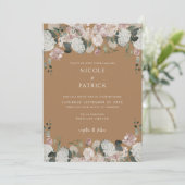 モダン赤面フローラテラコッタ結婚式招待状 招待状 (スタンド正面)