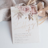 モダン赤面フローラバラ金ゴールド結婚の概要 箔招待状