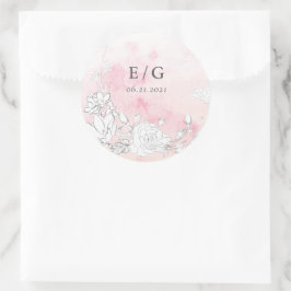 モダン赤面フローラモノグラ結婚ム封筒用シール ラウンドシール