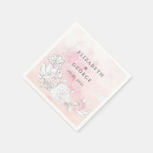 モダン赤面フローラモノグ結婚ラム スタンダードカクテルナプキン (角)