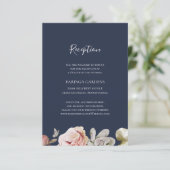 モダン赤面フローラ |ネイビーウェディングレセプション エンクロージャーカード (スタンド正面)