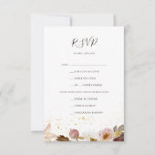 モダン赤面フローラ |ネイビーメニュー選択RSVPカード 出欠カード (正面)