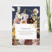 モダン赤面フローラ |ネイビー折り結婚畳み プログラム (裏面)