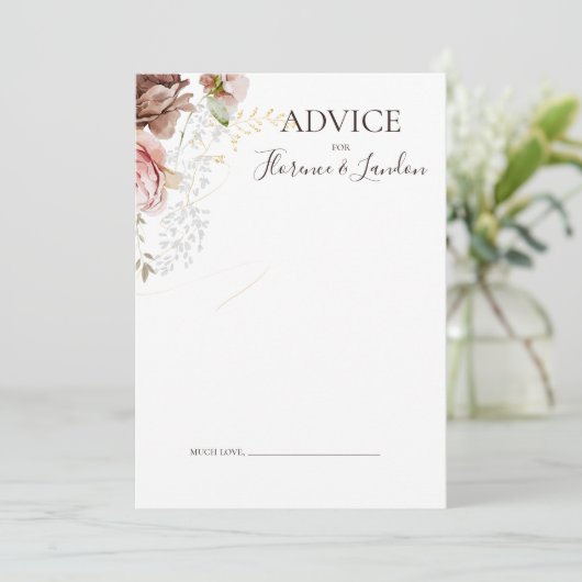 モダン赤面フローラ |ネイビー結婚ズ アドバイスカード (スタンド正面)