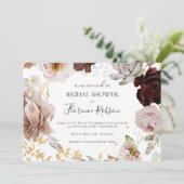 モダン赤面フローラ |水平ブライダルシャワー 招待状 (スタンド正面)
