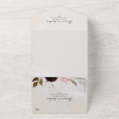 モダン赤面フローラ |水色シールと送信 オールインワン招待状 (外側)