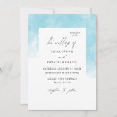 モダン赤面ブルーウォーターカラー結婚式招待状 招待状 (正面)